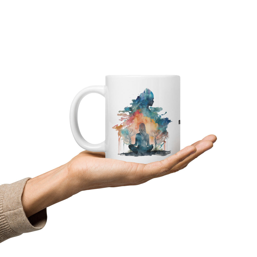 Namaste Yoga Meditation Mug - Watercolor Clouds - 20 oz